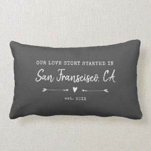 Custom Modern Love Story City Valentine's Day Lumbar Pillow