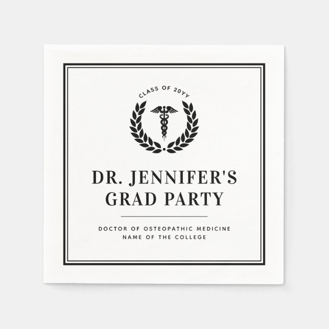 Custom Modern Medical School Graduation Napkin (Front)