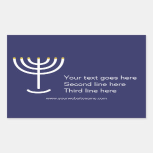 Custom Modern Menorah White Navy Gold Graphic Sticker