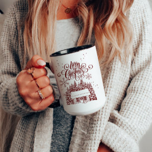 Custom Modern Merry Christmas Script Typography Coffee Mug