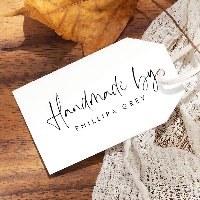 Custom Modern Minimal Calligraphy "Handmade by" Rubber Stamp (Creator Uploaded)