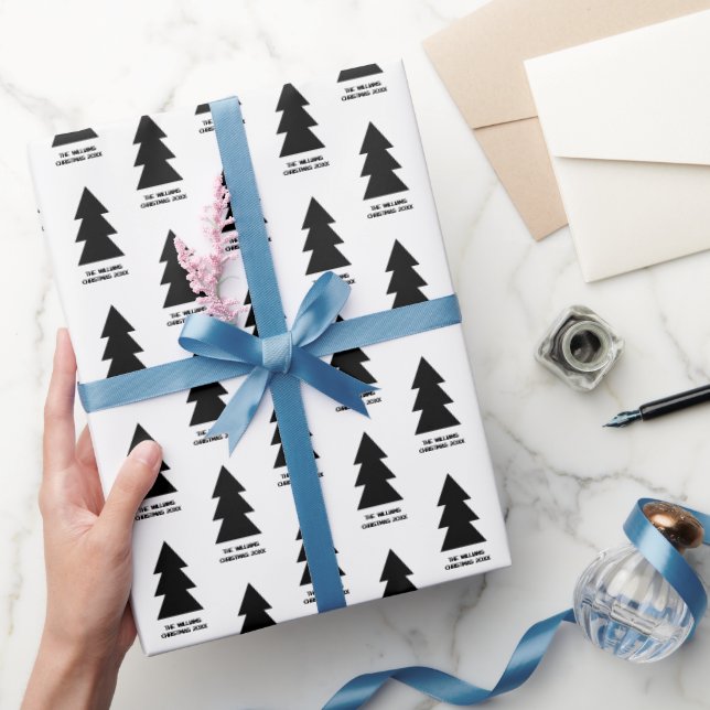 Custom Modern Minimalist Black and White Christmas Wrapping Paper (Gifting)