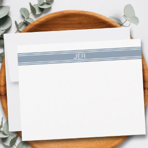 Custom Modern Minimalist Dusty Blue Monogram  Card