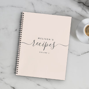 Custom Modern Minimalist Elegant Script Recipe Notebook