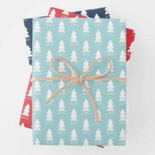 Custom Modern Minimalist Geometric Blue Christmas Wrapping Paper Sheet
