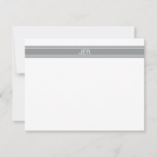 Custom Modern Minimalist Grey Monogram Card