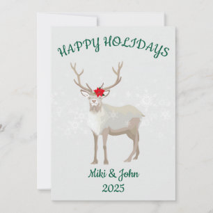 Custom Modern Minimalist Reindeer Christmas Holiday Card