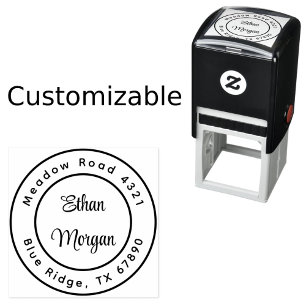  Custom Modern minimalist Round Return Address Self-inking Stamp