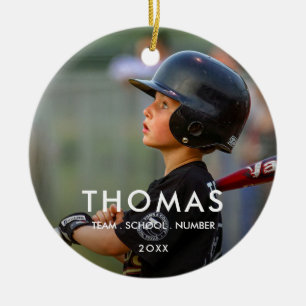 Custom Modern Minimalist Sports Photo Ceramic Ornament