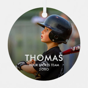 Custom Modern Minimalist Sports Photo Ornament