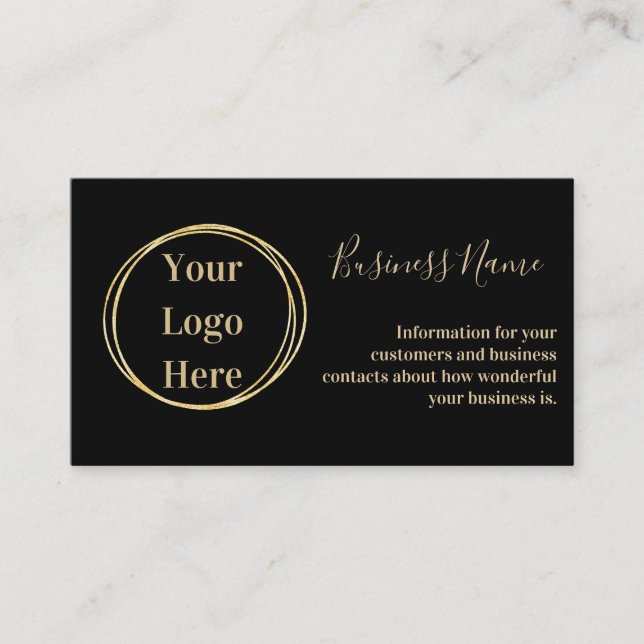 Custom Modern Minimalistic Black Gold Business Card (Front)