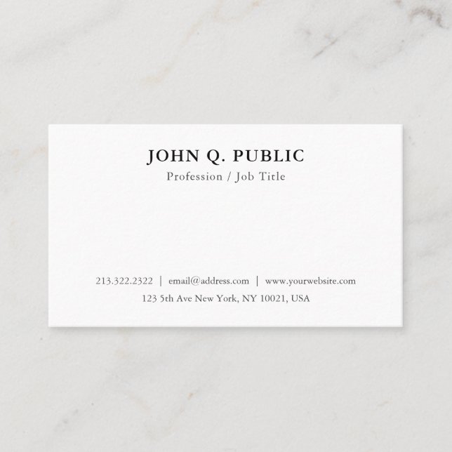 Custom Modern Minimalistic Simple Template Elegant Business Card (Front)