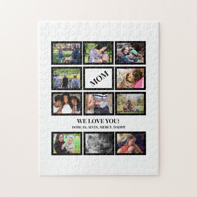 Custom Modern Mom Mothers Day 11 Photo Collage Jigsaw Puzzle (Vertical)