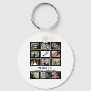 Custom Modern Mom Mothers Day 11 Photo Collage Keychain