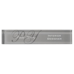Custom Modern Monogram 2 (Grey) Nameplate