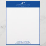 Custom Modern Monogram Initial Template Blue White Letterhead<br><div class="desc">Customizable Modern Monogram Initial Template Elegant Deep Blue White Letterhead.</div>