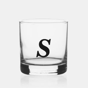 Custom Modern Monogram Initial Whiskey Glass
