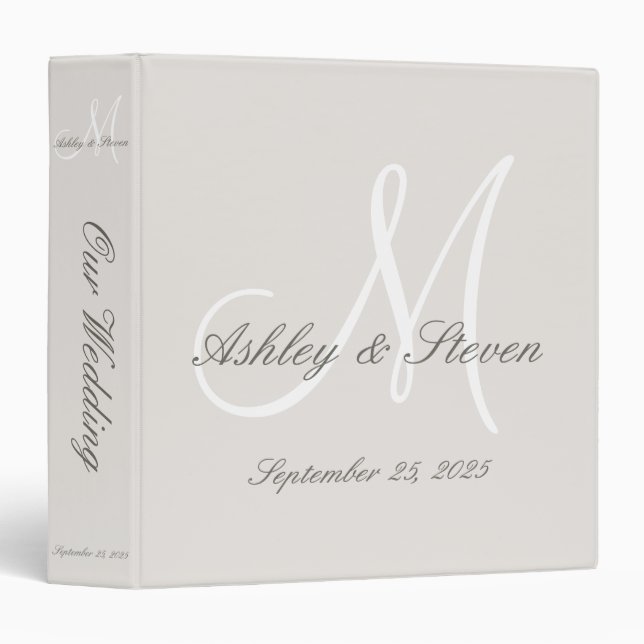 Custom Modern Monogram Wedding Binder (Front/Spine)