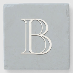 Custom Modern Monogrammed Letter Initial Chic Blue Stone Coaster