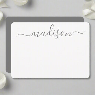 Custom Modern Name Grey Typography Script Card