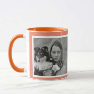 Custom Modern orange 2 photo collage Mug