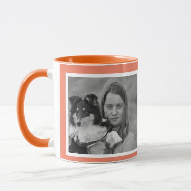 Custom Modern  orange 2 photo collage Mug (Left)