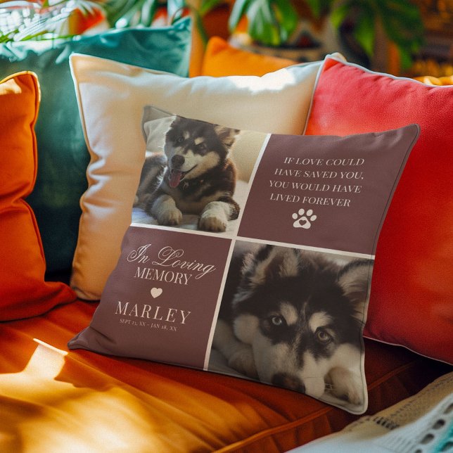 Custom Modern Pet Memorial Photo Throw Pillow (Creator Uploaded)