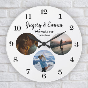Custom Modern Photo Collage We Make Our Own Time Large Clock