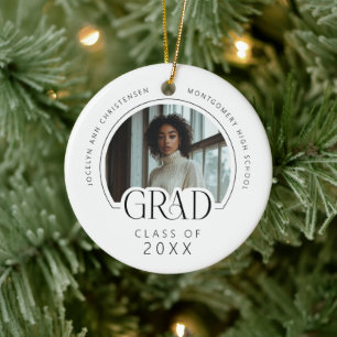 Custom Modern Photo Keepsake Graduation Ceramic Ornament