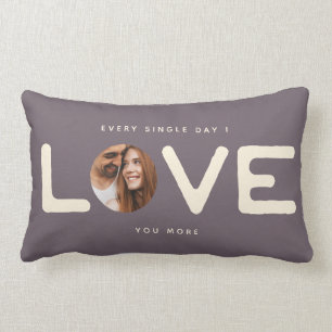 Custom Modern Photo LOVE Valentines Couple Gift Lumbar Pillow