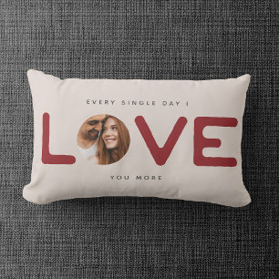 Custom Modern Photo LOVE Valentines Couple Gift Lumbar Pillow