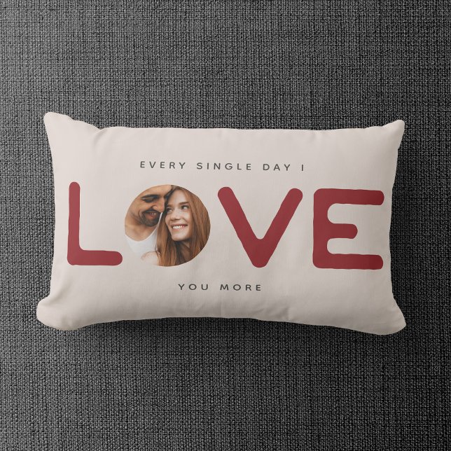 Custom Modern Photo LOVE Valentines Couple Gift Lumbar Pillow (Creator Uploaded)