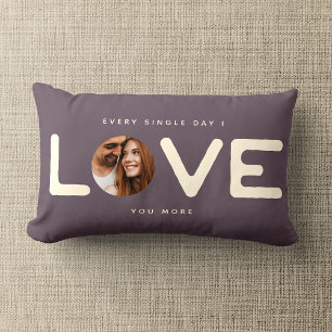 Custom Modern Photo LOVE Valentines Couple Gift Lumbar Pillow