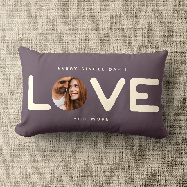 Custom Modern Photo LOVE Valentines Couple Gift Lumbar Pillow (Creator Uploaded)