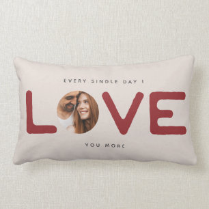Custom Modern Photo LOVE Valentines Couple Gift Lumbar Pillow