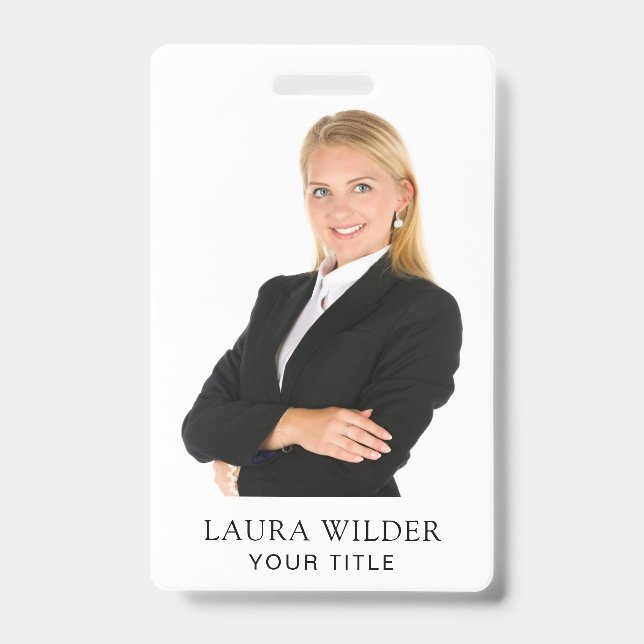 Custom Modern Photo Name Title  Badge (Front)