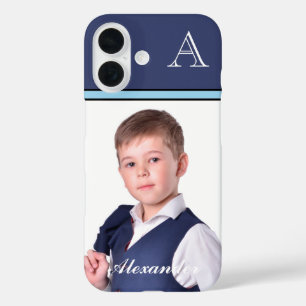 Custom Modern Photo Picture Monogram Personalize  iPhone 16 Case