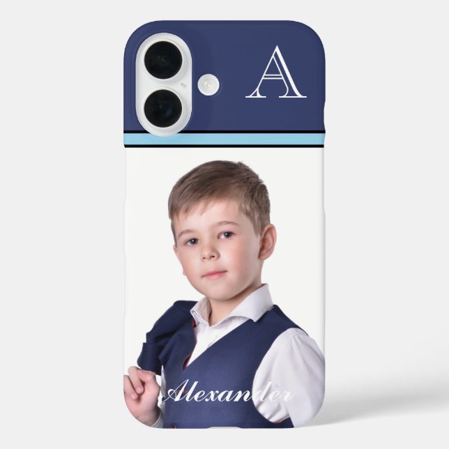 Custom Modern Photo Picture Monogram Personalize  Case-Mate iPhone Case (Back)