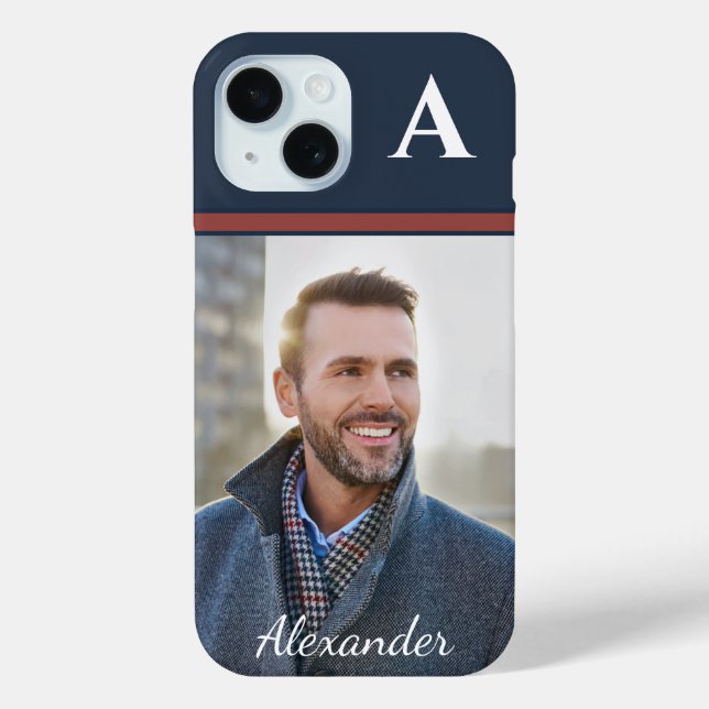Custom Modern Photo Picture Monogram Personalize Case-Mate iPhone Case (Back)