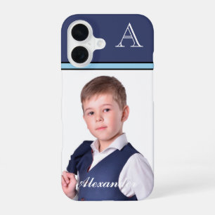 Custom Modern Photo Picture Monogram Personalize  iPhone 16 Case