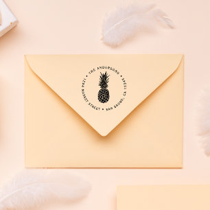Custom Modern Pineapple Round Return Address Rubber Stamp