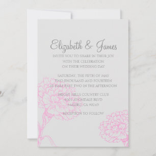 Custom Modern Pink and White Wedding Invitations