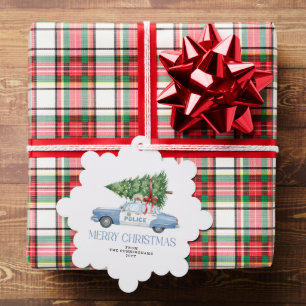 Custom Modern Police Officer Christmas Holidays Ornament Card