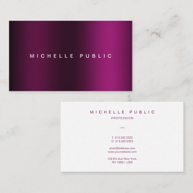 Custom Modern Professional Elegant Template Purple Business Card (Front/Back)