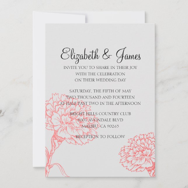 Custom Modern Red and Black Wedding Invitations (Front)