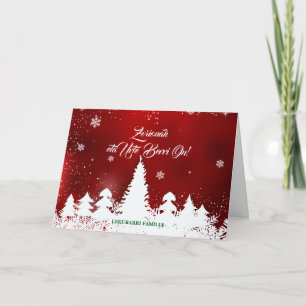 Custom, modern red basque holiday card