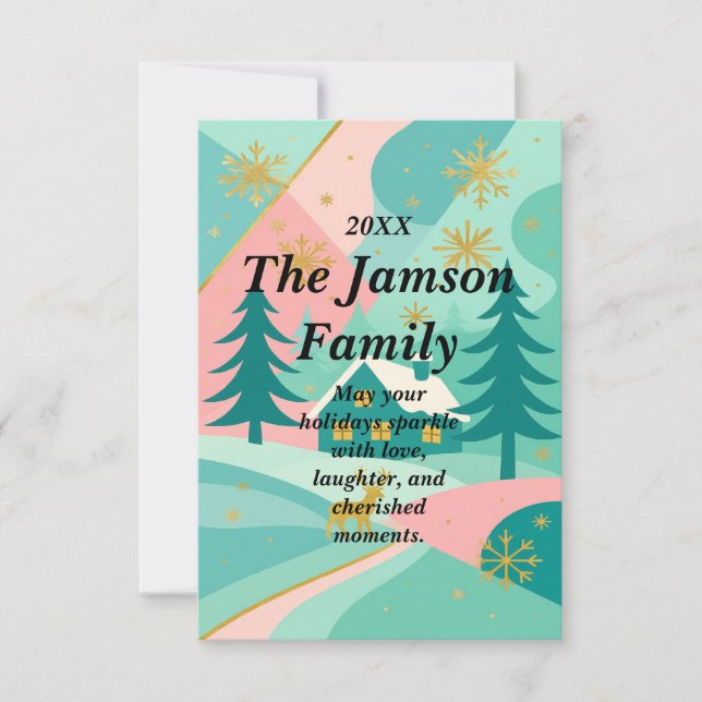 Custom Modern Retro Holiday Card – Colourful (Front)