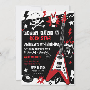 Custom Modern Rock Star Birthday Invitation