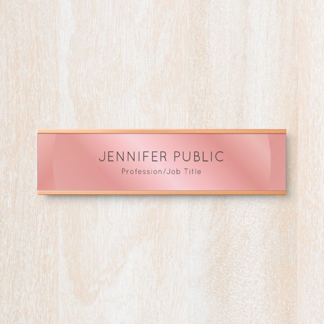 Custom Modern Rose Gold Elegant Template Door Sign (Front)