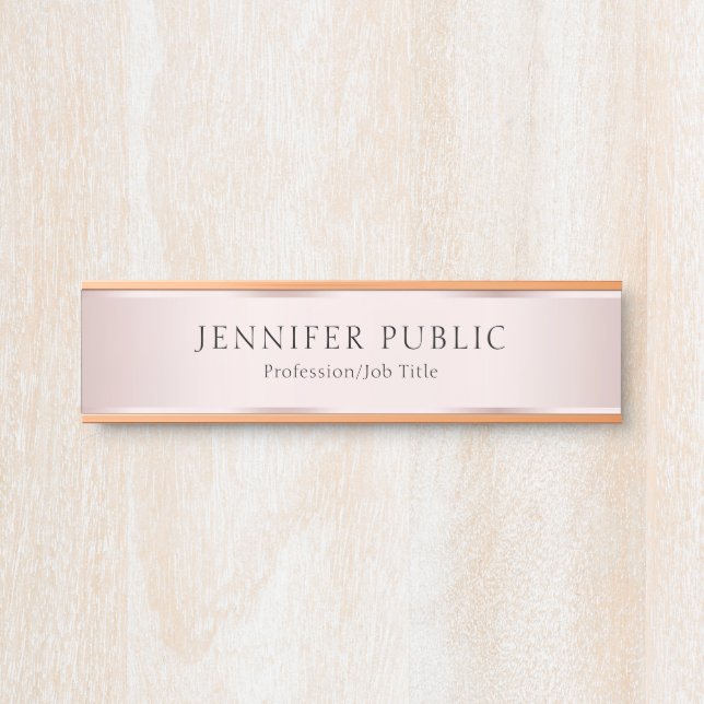 Custom Modern Rose Gold Elegant Template Door Sign (Front)